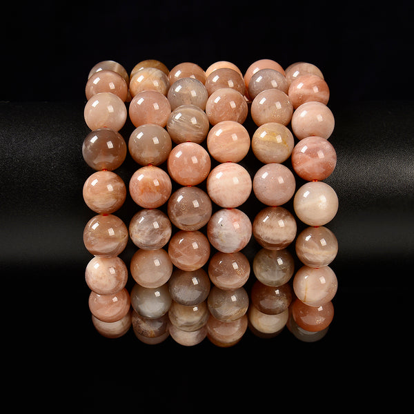 Natural Orange Black Sunstone Gemstone Round Bracelet 8MM 10MM 7.5 inch Strand (S54)