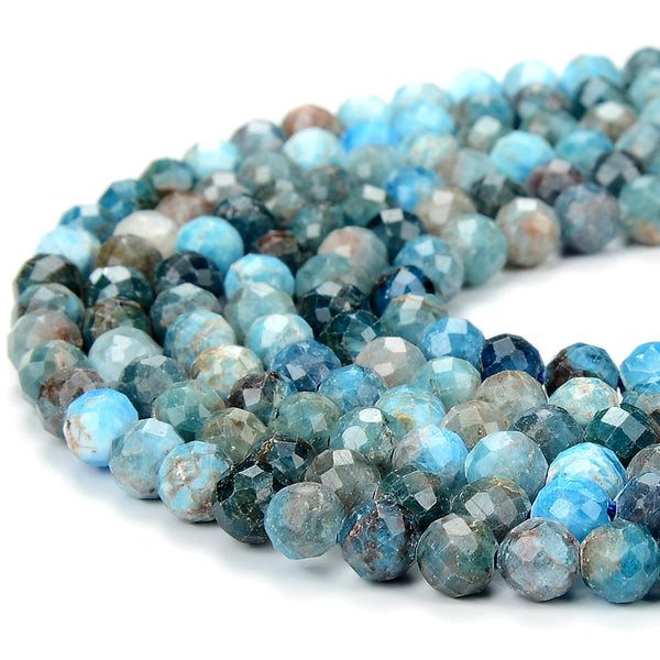 Natural Blue Apatite Gemstone Grade A Micro Faceted Round 6MM Loose Beads (P98)