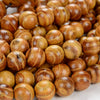 Natural Golden Sandalwood Mala Meditation Beads Round 6MM 8MM 10MM 12MM Loose Beads 16 inch BULK LOT (6A-W0)
