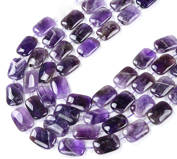 Natural Amethyst Gemstone 30X20MM Rectangle Loose Beads (D419)