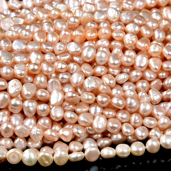 Natural Baroque Freshwater Ivory White Cream Pearl Gemstone Potato Nugget 6-7MM Loose Beads (S29)