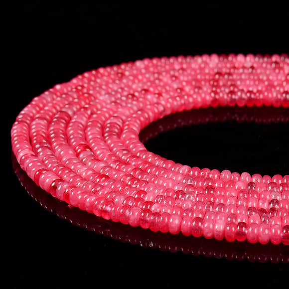 Pink Jade Gemstone Rondelle 4X2MM Loose Beads 14.5 inch Full Strand (80020062-D616)