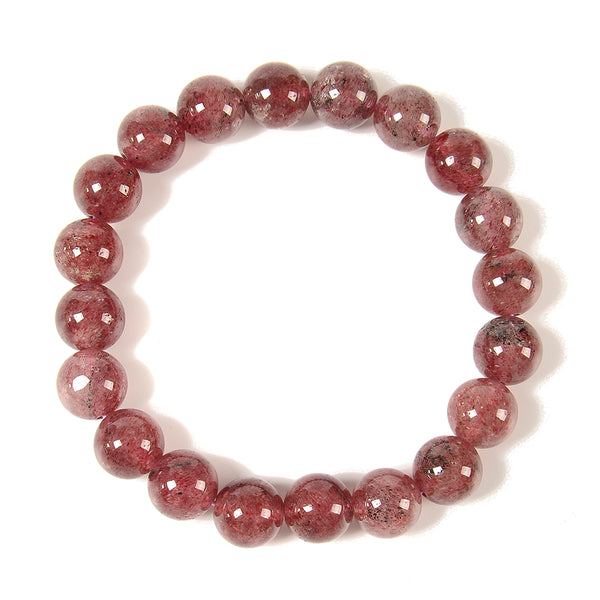 Natural Strawberry Quartz Gemstone Grade AAA Round Bracelet 8MM 10MM 7.5 inch Strand (S56)