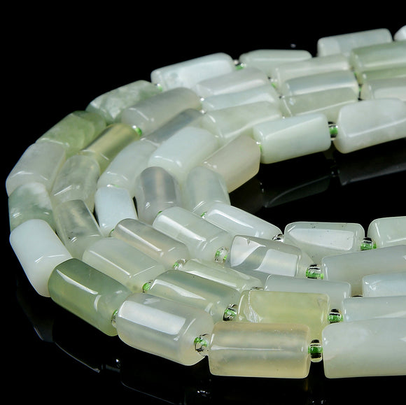 Natural New Jade Gemstone 12X8MM Faceted Cylinder Round Tube Loose Beads (D464)