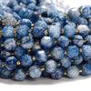 Blue Jade Gemstone Faceted Prism Double Point Cut 8MM Loose Beads (D634)