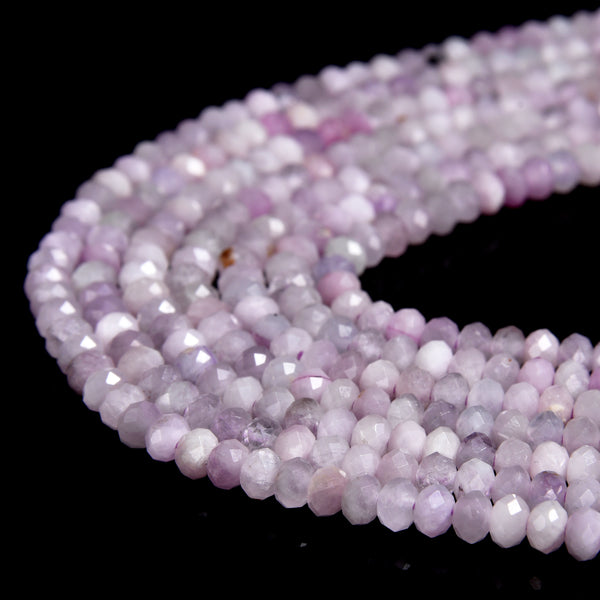 Natural Kunzite Gemstone Grade AAA Micro Faceted Rondelle 4X2MM Loose Beads (P115)