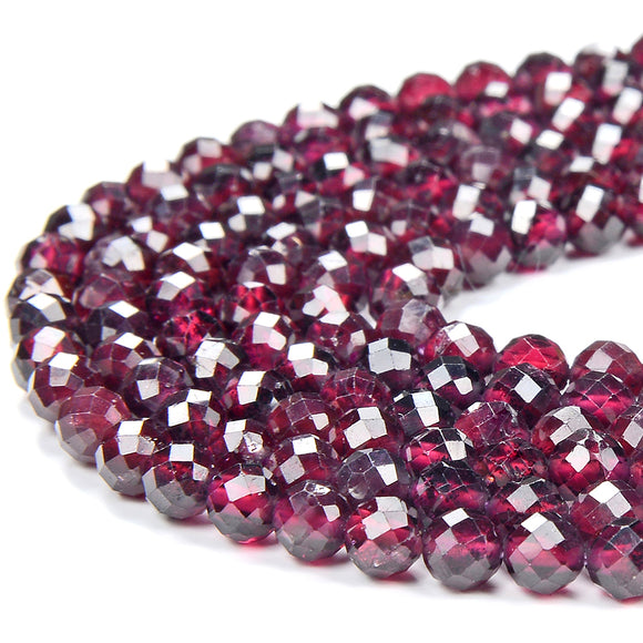 4MM Natural Purple Red Garnet Gemstone Micro Faceted Round Loose Beads 15.5 inch Full Strand (80017910-P83)