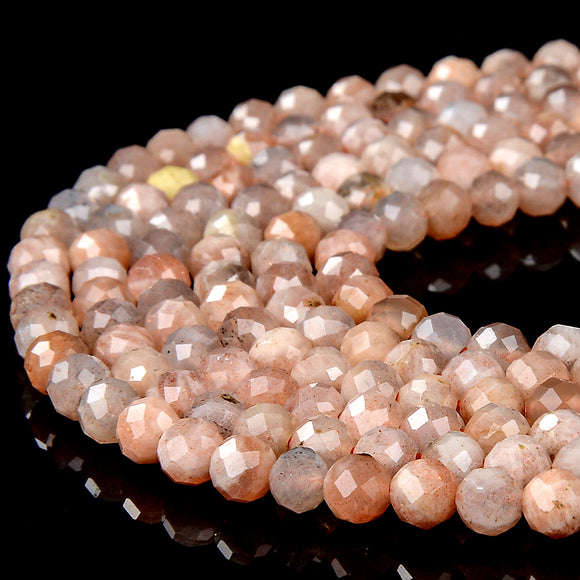 Natural Sunstone Gemstone Grade AA 4MM Micro Faceted Round Loose Beads 15 inch Full Strand (80018232-P98)