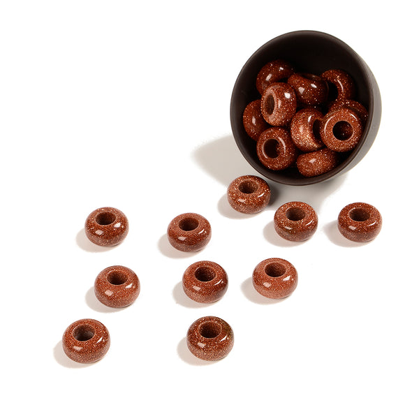 Golden Sandstone Gemstone Large Hole Beads Rondelle Donut 14MM BULK LOT 2,6,12,24,50 Beads (80021214-S62)