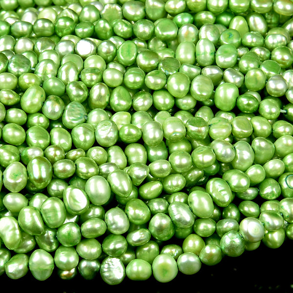 Freshwater Lime Green Pearl Gemstone Potato Nugget 5-7MM Loose Beads (S28)