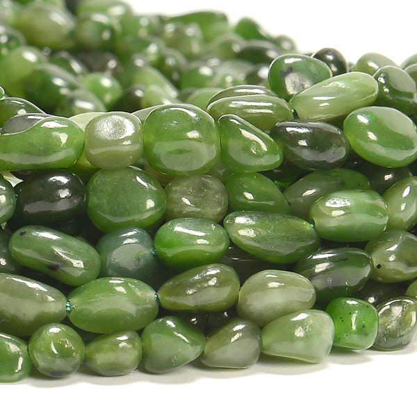 Natural Russian Jade Gemstone Grade AAA Pebble Nugget 6-8MM Loose Beads (D682)