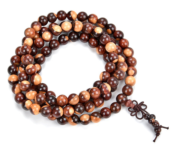 108PCS 6MM 8MM Natural Yellow Red Sandalwod Prayer Buddha Mala Meditation Beads Round Loose Beads (D524)