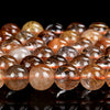 Natural Golden Copper Rutilated Quartz Gemstone Grade AA Round 5MM 6MM 7MM 8MM Loose Beads (D521)