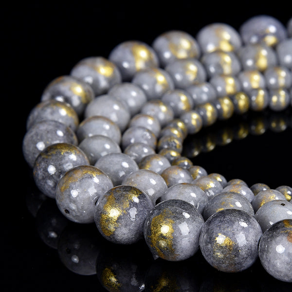 Gray Gold Mashan Jade Gemstone Round 4MM 6MM 8MM 10MM Loose Beads (D571)
