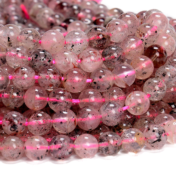 Natural Biotite Mica In Quartz Gemstone Round 8MM Loose Beads (D655)