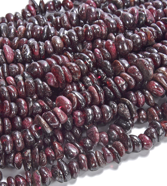Natural Red Garnet Gemstone Pebble Nugget Freeform Rondelle 8-10MM Loose Beads (D558)