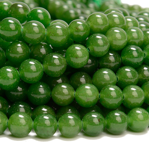 Olive Green Color Jade Gemstone Round 8MM Loose Beads 14.5 inch Full Strand (80020087-D618)