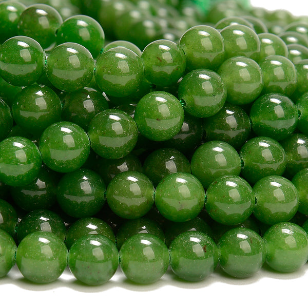 Olive Green Color Jade Gemstone Round 8MM Loose Beads 14.5 inch Full Strand (80020087-D618)
