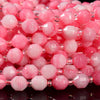 Pink Jade Gemstone Faceted Prism Double Point Cut 8MM Loose Beads (D625)