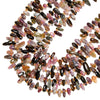 Natural Multi Color Tourmaline Gemstone Stick Pebble Chip 9-17MM Loose Beads (D713)