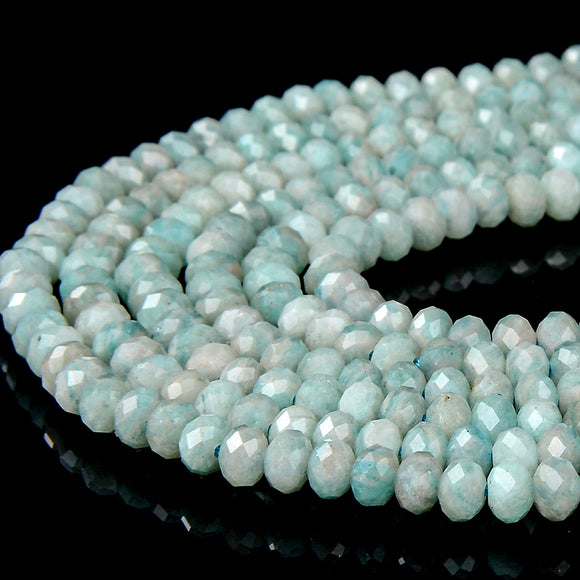Natural Peruvian Amazonite Gemstone Grade A Micro Faceted Rondelle 4X3MM Loose Beads (P90)