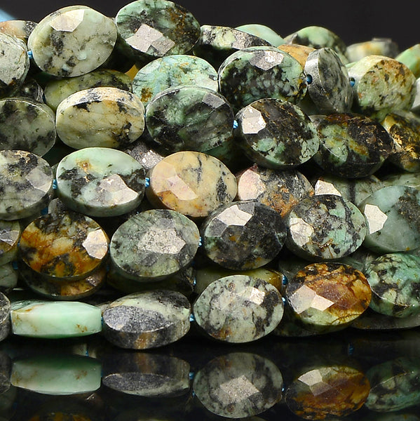 Natural African Turquoise Gemstone Micro Faceted Oval 8X6MM Loose Beads 7.5 inch Half Strand (80021471-D717)