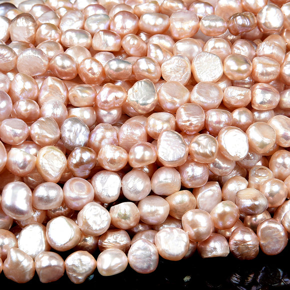 Natural Baroque Freshwater Peach Pearl Gemstone Pebble Nugget 8-9MM Loose Beads (S30)