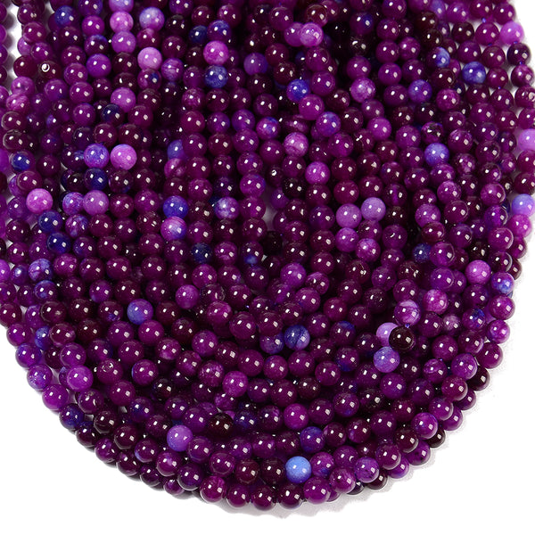 Sugilite Purple Jade Gemstone Round 6MM Loose Beads 14.5 inch Full Strand (80020213-D627)