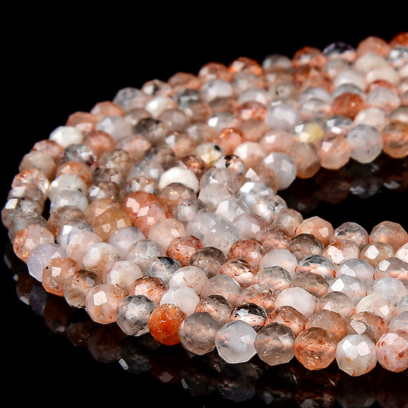 Natural Arusha Rainbow Lattice Sunstone Gemstone Grade AAA 3MM Micro Faceted Round Loose Beads 15 inch Full Strand (80018236-P98)