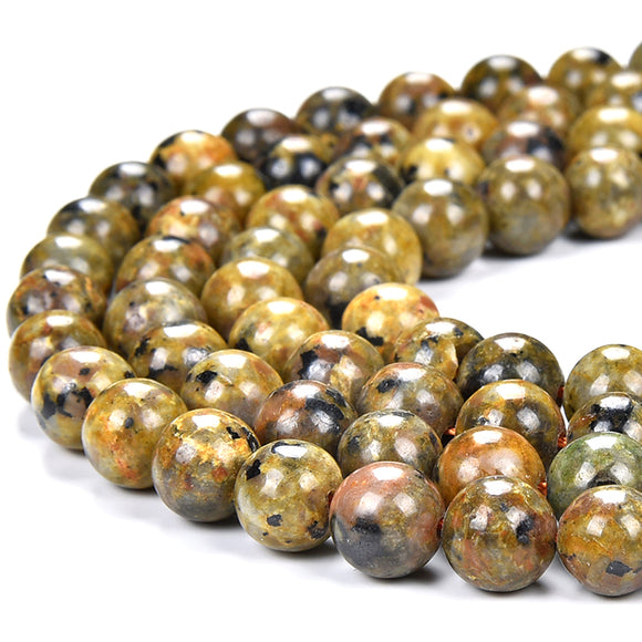 Yellow Yooperlite UV Reactive Gemstone Round 8MM Loose Beads (D484)