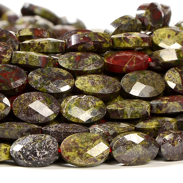 Natural Dragon Blood Stone Gemstone Micro Faceted Oval 11X7MM Loose Beads 7.5 inch Half Strand (80021493-D718)