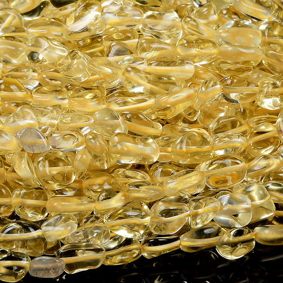 Natural Lemon Quartz Gemstone 6-8MM Pebble Nugget Loose Beads (D466)