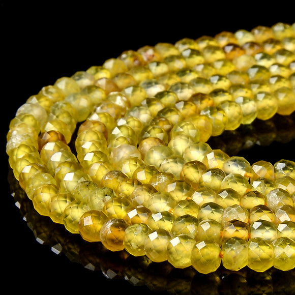 Natural Yellow Opal Gemstone Grade AAA 4X3MM Micro Faceted Rondelle Loose Beads 15 inch Full Strand (80018145-P91)