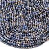 Natural Blue Sapphire Gemstone Grade A 4MM Micro Faceted Round Loose Beads 15 inch Full Strand (80018222-P97)