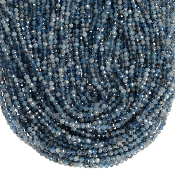 Natural Aquamarine Gemstone Grade AA Micro Faceted Round 3MM Loose Beads 15 inch Full Strand (P119)