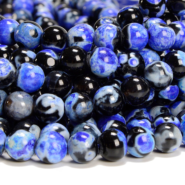 Black Blue Fire Agate Gemstone Round 6MM 8MM 10MM Loose Beads (D701)