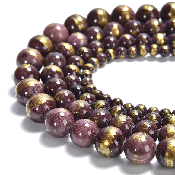 Purple Gold Mashan Jade Gemstone Round 4MM 6MM 8MM 10MM Loose Beads (D572)