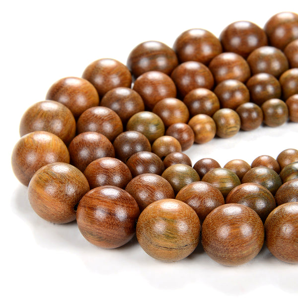 Natural Green Sandalwood Mala Meditation Beads Round 6MM 8MM 10MM 12MM Loose Beads 16 inch BULK LOT (2-W0)