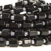 Natural Black Obsidian Gemstone Faceted Round Tube Hexagon 12X8MM Loose Beads (D725)
