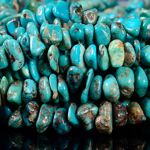 Natural Turquoise Gemstone Pebble Nugget Chip 11-7MM Loose Beads (D661)