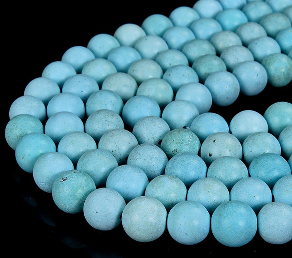 Blue Matte Turquoise Gemstone Round 12MM Loose Beads (D550)