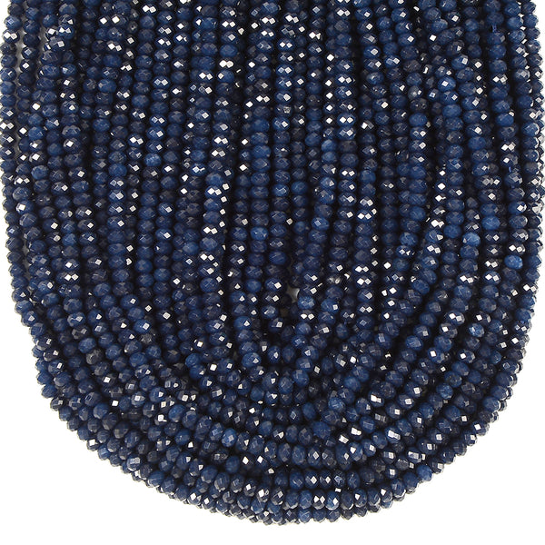 Sapphire Blue Jade Gemstone Micro Faceted Rondelle 5X3MM Loose Beads (D716)
