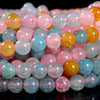 Pink Blue Yellow Cracked Agate Gemstone Round 6MM 8MM 10MM Loose Beads (D706)