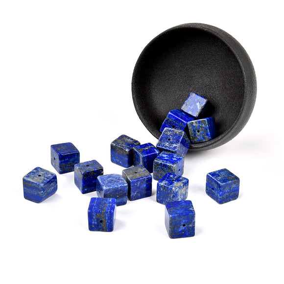 Natural Lapis Lazuli Gemstone Grade A Square Cube 11-12MM Loose Beads 6 Beads (80019011-D523)