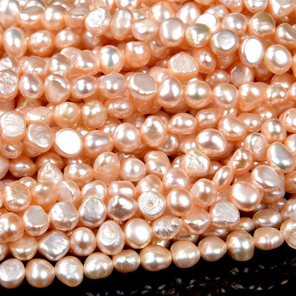 Natural Baroque Freshwater Peach Pearl Gemstone Potato Nugget 5-7MM 8-9MM Loose Beads (S29)