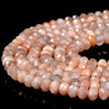 Natural Peach Sunstone Gemstone Grade A Micro Faceted Rondelle 4X3MM 5X3MM Loose Beads (P88)