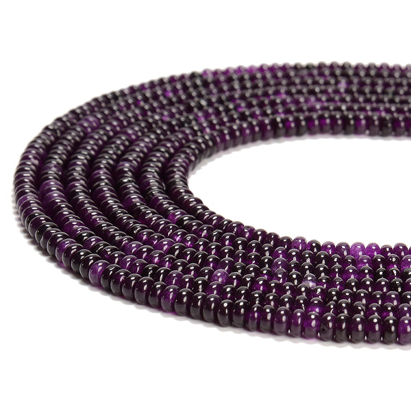 Dark Purple Jade Gemstone Rondelle 4X2MM Loose Beads 14.5 inch Full Strand (80020059-D616)