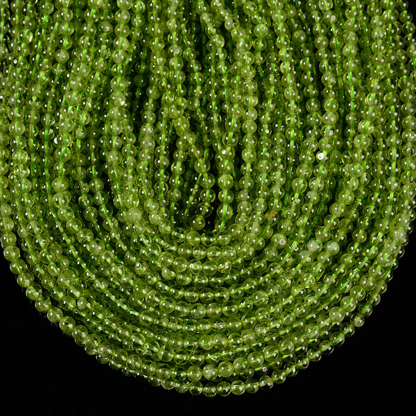 Natural Peridot Gemstone Grade AAA Round 3MM 4MM 5MM Loose Beads (D607)
