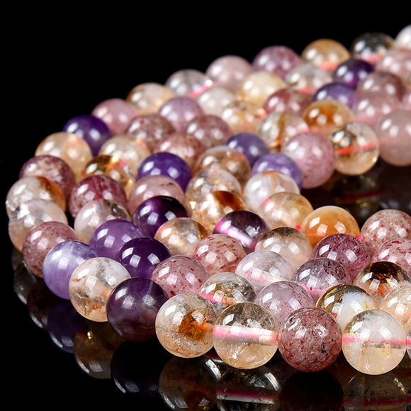 Natural Citrine, Amethyst, Strawberry Quartz Gemstone Round 8MM Loose Beads (D490)