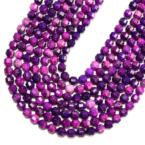 Sugilite Jasper Gemstone Faceted Prism Double Point Cut 6MM 8MM Loose Beads (D712)